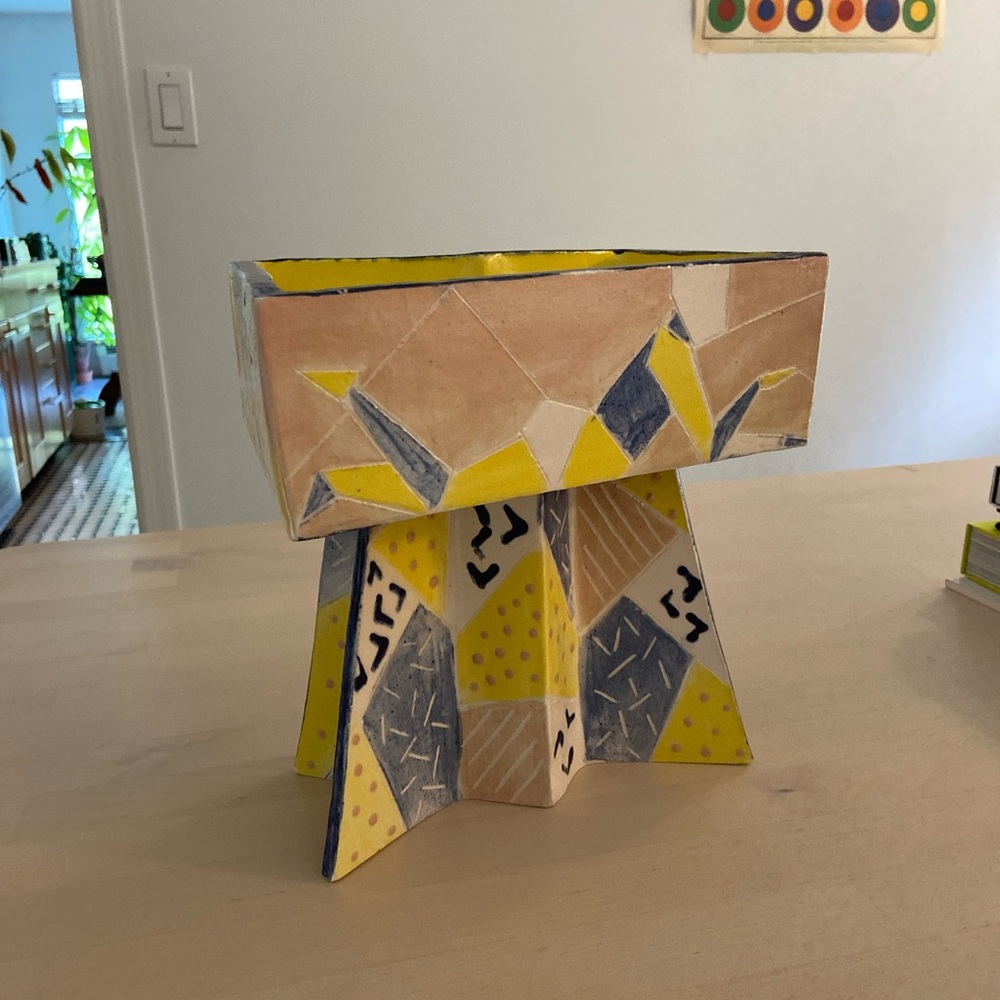 Geometric Yellow and Blue Art Piece 1980’s